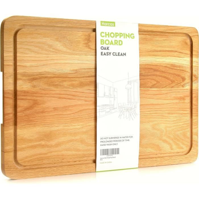 YOUSUNLONG Grande planche à découper XXL en bois d'acacia mélangé avec du chêne – 61 x 46 x 3,8 cm – Planche à découper réversible avec rainure profonde pour jus et poignée