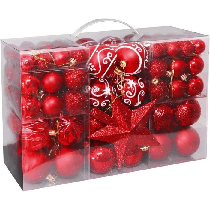 Grosse Boule Rouge Shareconn Lot De 30 Boules De Noël Colorées En Plastique Boule Noel