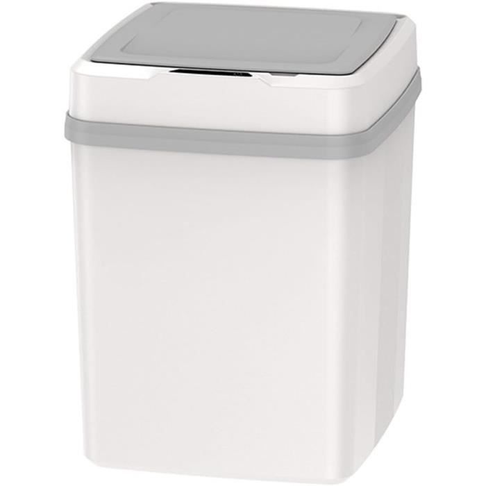 Poubelle Automatique 12L - Capteur Sans Contact, Ouverture Main/Volte, Blanc - Pour Salle De Bain, Cuisine, Bureau