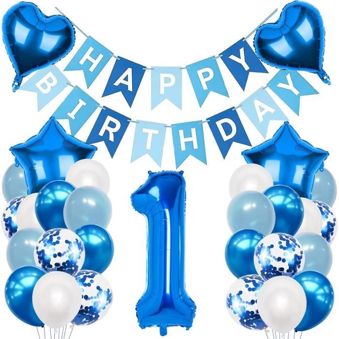 1er anniversaire Balloon Boy, 1er anniversaire Décorations Bleu, Ballons  d’anniversaire numéro 1, Constices en latex