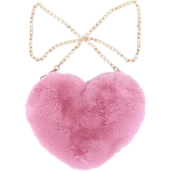 Sac à Main Bandoulière Fille – Fausse Fourrure Rose Doux, Petit Format, Neuf