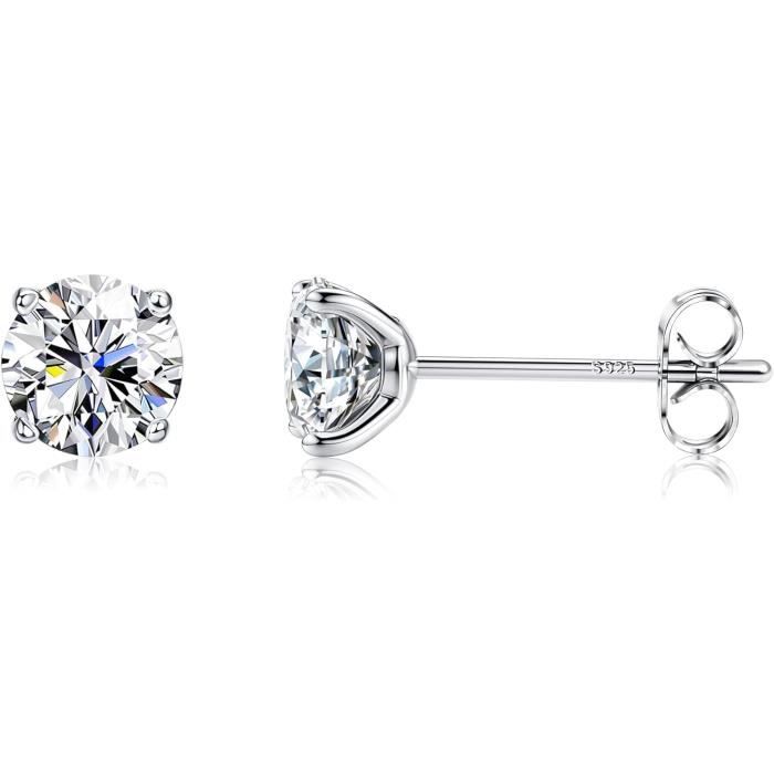 Boucles D'Oreilles Clou Argent 925 Avec Zirconium – Arc-en-Ciel, Or, Or Rose | Tige 5 Mm, Hypoallergénique | Pour Femme, Homme, Piercing Lobe Ou Tragus