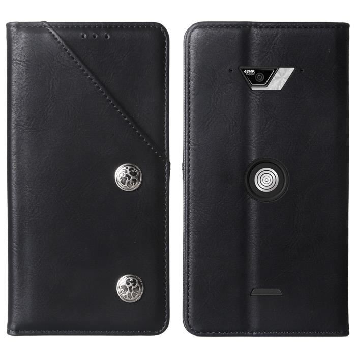 ZTAOOPOU Housse Pour Crosscall Core M5 - Coque Luxe à Rabat Noir + Verre Trempé HD Protection Écran