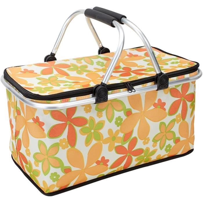 Cepewa Panier à provisions, pliable, avec fonction thermique, 30 l, sac isotherme, pour pique-nique, noir, avec fonction thermique