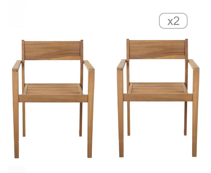 Lot de 2 fauteuils MILLA de jardin en bois d'acacia FSC coloris naturel