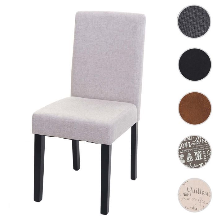 Chaise de salle à manger Littau tissu textile beige crème pieds foncés Chaise de salle à manger Littau tissu textile beige crème pieds foncés