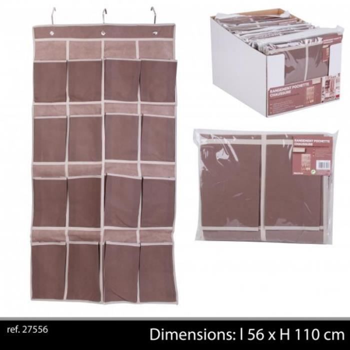 SelfTek Organiseur Chaussures Suspendu 16 Poches - Rangement Porte Gris 40x17,5x120 Cm Pour Chaussures Et Accessoires