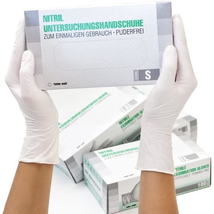 EUROPAPA Lot De 100 Gants Jetables En Nitrile Sans Latex - Résistants Et Polyvalents