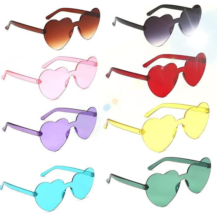 Ouinne Lot De 12 Lunettes De Fête En Plastique - Lunettes Soleil Style Love - Accessoires Halloween Club Cosplay - 6 Couleurs