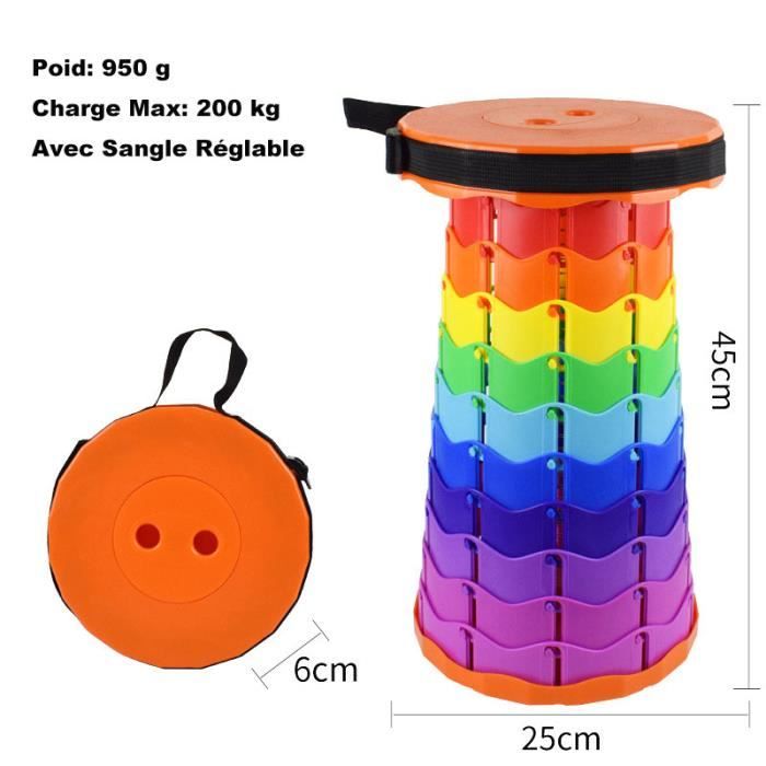 Tabouret Pliant Camping Réglable - Supporte 150 Kg, Léger, Pour Pêche, Jardin, Voyage