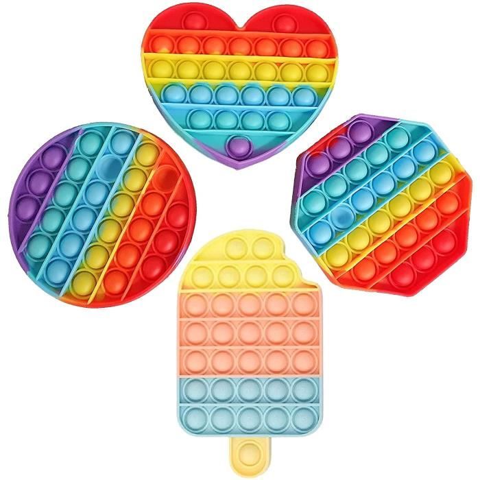 Jouets Sensoriels Fidget Stone – 4 Pierres En Silicone Texturé – Anti-Stress, Silencieux – Enfants Autistes, Adultes