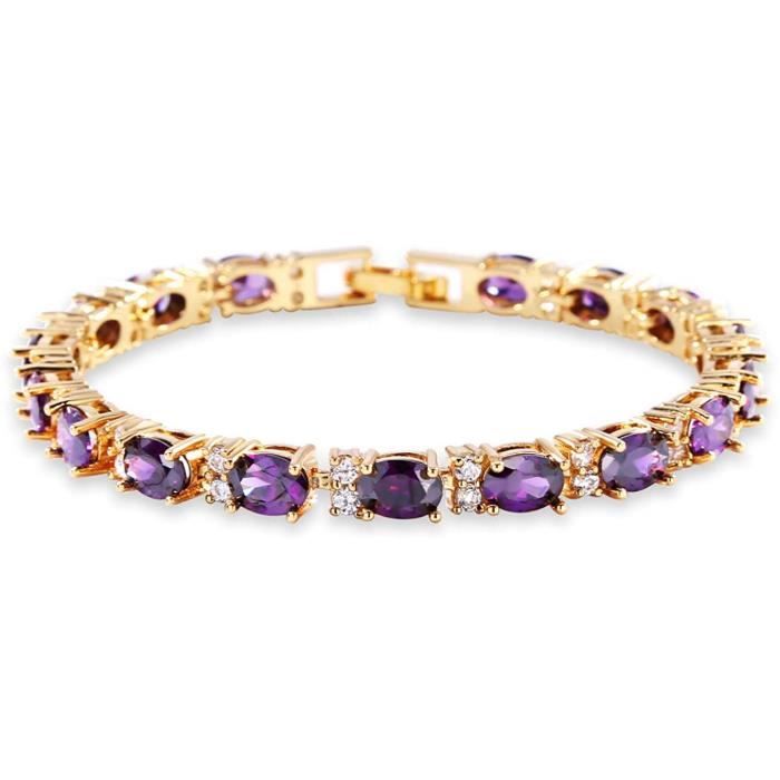 Bracelet Tennis Saphir Bleu CZ Coupe Princesse 12Ct Plaqué Or Jaune 14K