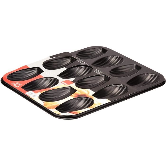 Moule A Gateau - Moule De Patisserie Ibili 820502 Plaque De 12 Madeleines,  Acier, Noir, 25,9 X 20,9 X 1,4 Cm214 - Cdiscount Maison
