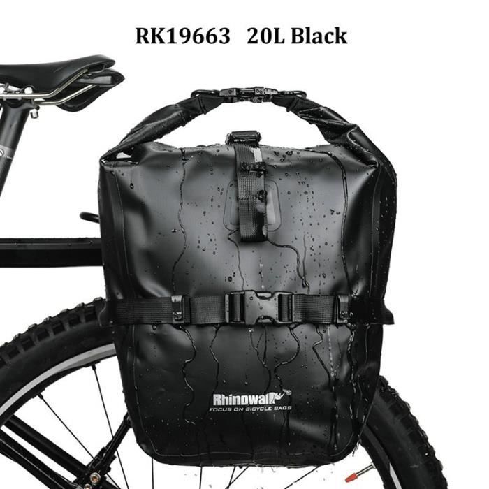 Sacoche De Porte-Bagages Vélo 20L Étanche - Noir, Matière 600D, Pour Vélotaf, Randonnée, Sac Arrière Pratique