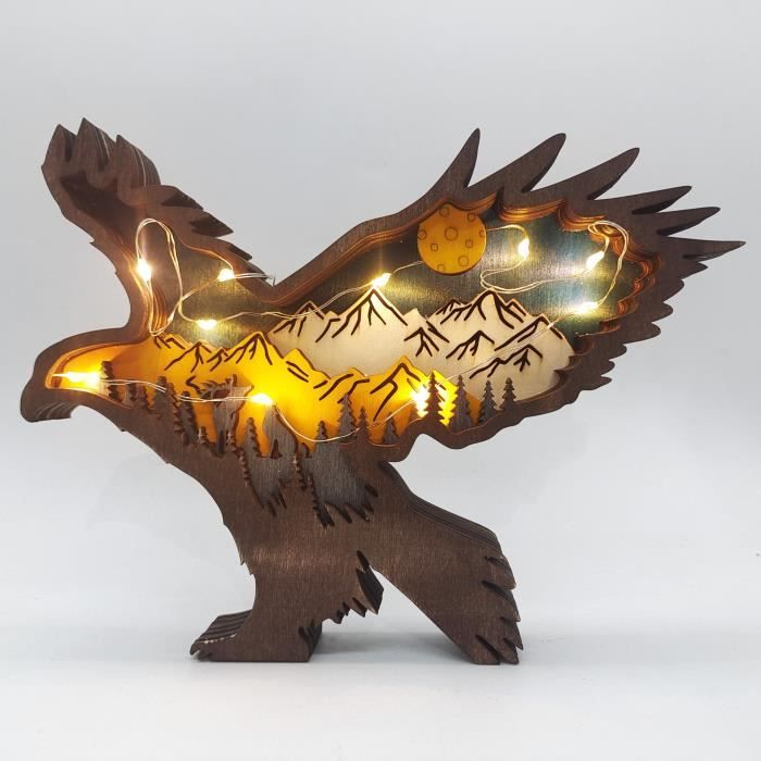 Sculpture En Bois Loup Hurlant - Décoration Murale Salon Bureau - 18x14 Cm - Bois Gravé - Idée Cadeau Nature