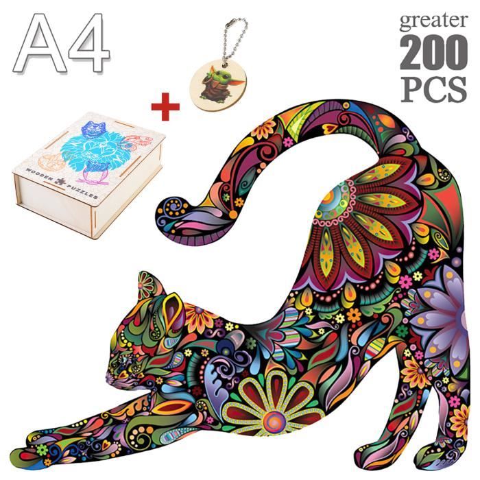 Pièces de Puzzle détaillées sur Le thème du Chat, 135 pièces en Bois en Pièces de Puzzle détaillées sur Le thème du Chat, 135 pièces en Bois en