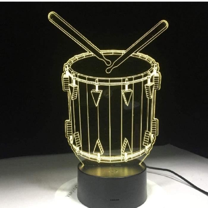Creative 7 Couleurs 3D Visuel Led Veilleuse Tambour Rack Forme Lampe de Bureau USB Bébé Lampe de Sommeil Instruments de Musique Cadeaux Chambre Décor 