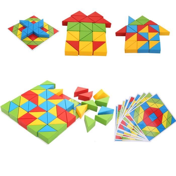 Blocs de construction en bois - Dilwe - Triangulaires - Jouet éducatif ...