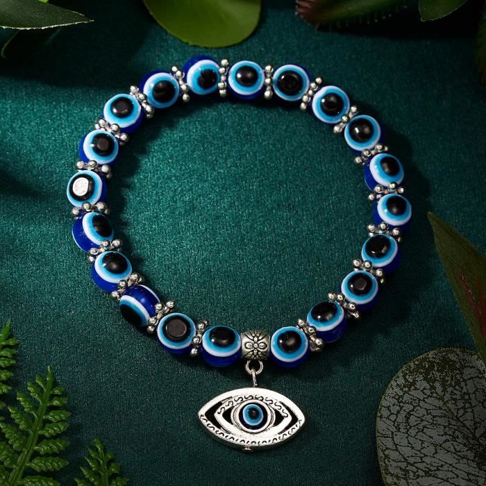 Tinkber 2 Bracelets Mauvais Œil Faits Main – Bracelet Corde Noire Porte-Bonheur Réglable, Talisman Chance & Protection Pour Homme Femme Enfant