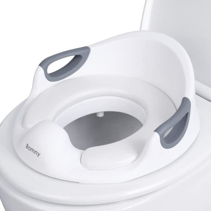 XUANYU Réducteur De Toilette Pour Enfant Avec Siège Moelleux - Rehausseur WC Avec Dossier Et Poignées - Adapté Aux Toilettes Adultes