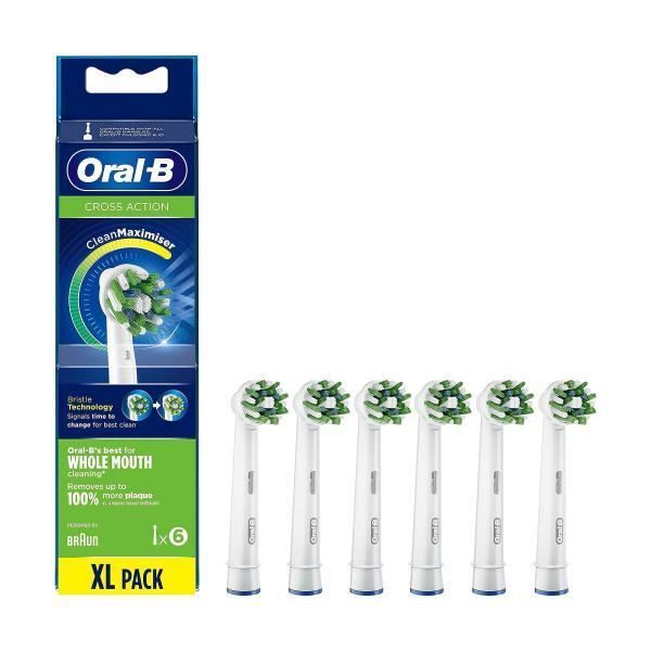 Recharges de brosse à dents électrique Oral-B CrossAction Clean, 6 unités en paquets de 2, technologie Clean Maximiser