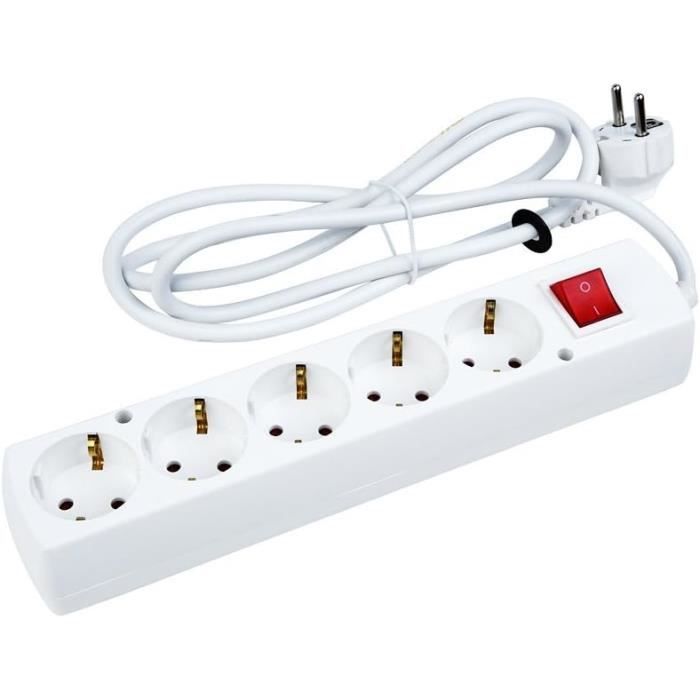 Rallonge Électrique 5 Prises Schuko Avec Interrupteur Et Câble De 1,5-3 ...
