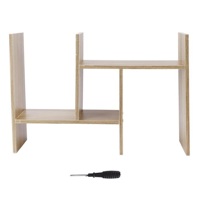 Étagère De Rangement Simple En Fer Et Bois Doré + Blanc - Rack Bureau Multicouche Pour Bibliothèque