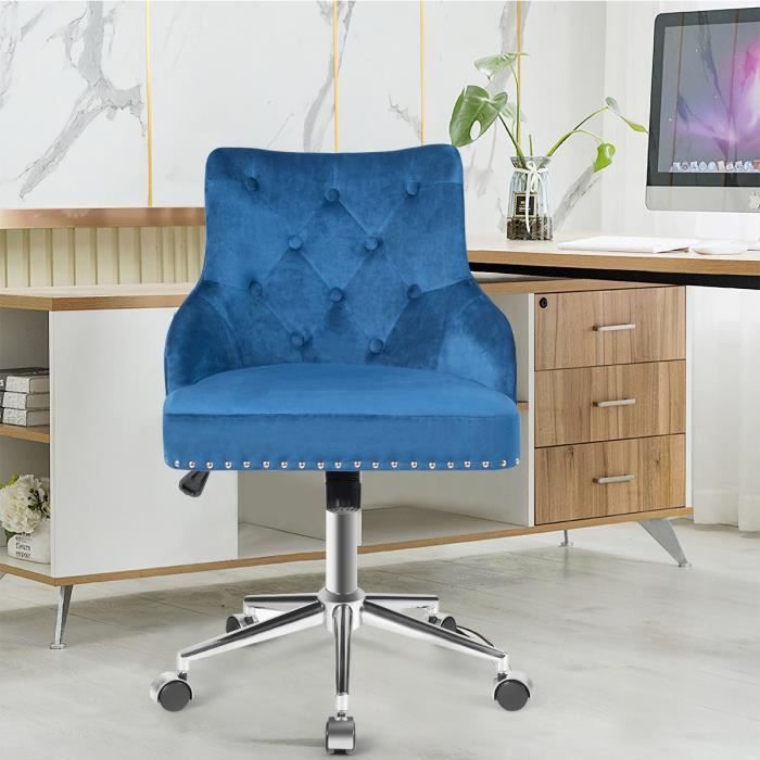 costway chaise de bureau en velours avec accoudoir et roues à 360°fauteuil de bureau réglable 84 – 98cm charge120kg gris
