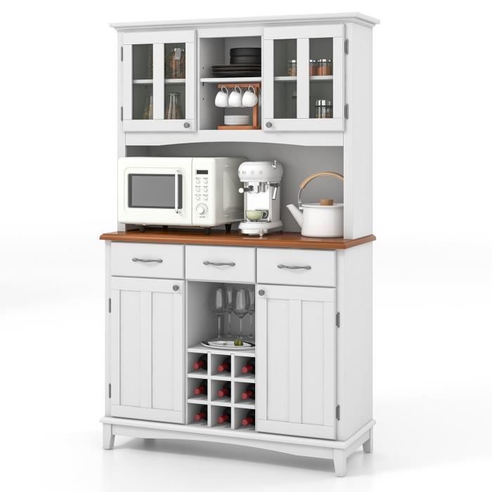 COSTWAY Buffet 3 Portes 2 Tiroirs 110x40x78cm - Meuble Rangement Rustique Salon Cuisine