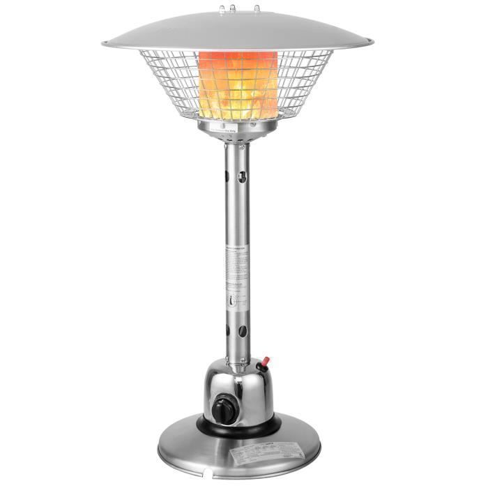 COSTWAY Chemin&eacute;e de Table au Gaz Propane de 4000W Chauffage Ext&eacute;rieur Portable Protection Contre Basculement et Surchauffe avec 2 R&eacute;glages de Chaleur