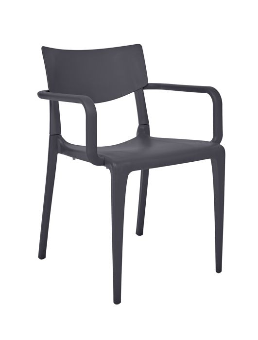 fauteuil de jardin empilable town - ezpeleta - gris anthracite - résistant aux chocs, uv et gel