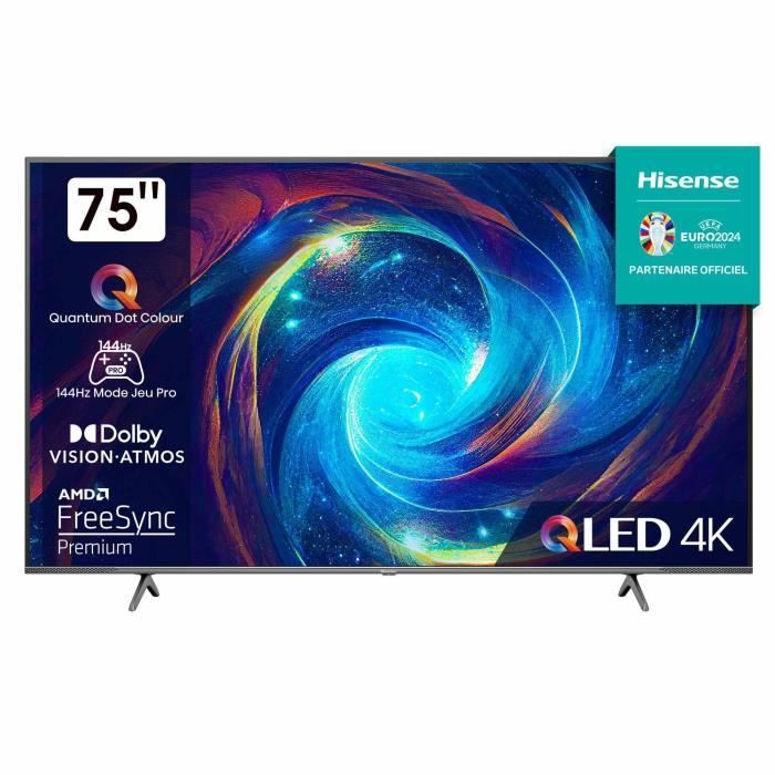 TV QLED - HISENSE - 75E7KQ PRO - 75 (189 cm) - 144 Hz - 4K UHD 3840x2160 - HDR10+ - TV connecté - 4x