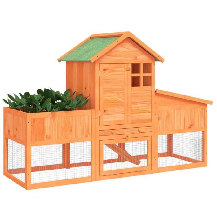 Meilleurs prix pour Clapier - KEENSO - 170x63x113 cm - Bois de pin massif - Extérieur - Pour lapins et petits animaux