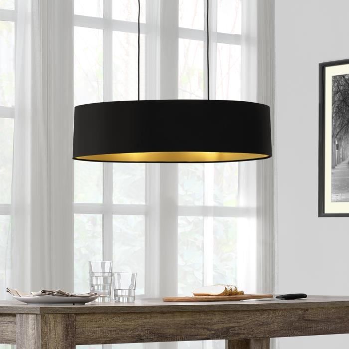 Suspension Décorative Luminaire Applique Métal et Textile avec 2 Douilles E27 78 x 23 x 205 cm