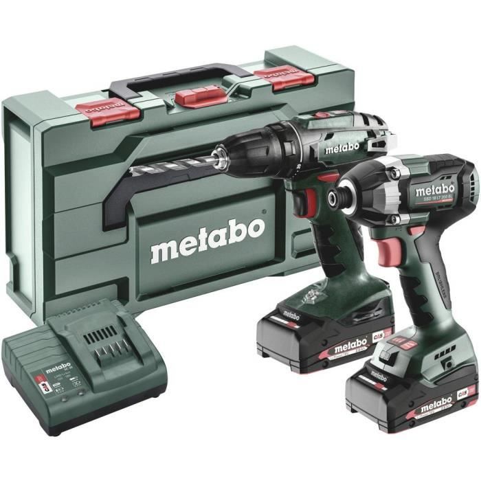Metabo BS+SSD200LTBL -Perceuse-visseuse sans fil, Visseuse à chocs sans fil + batterie, + chargeur
