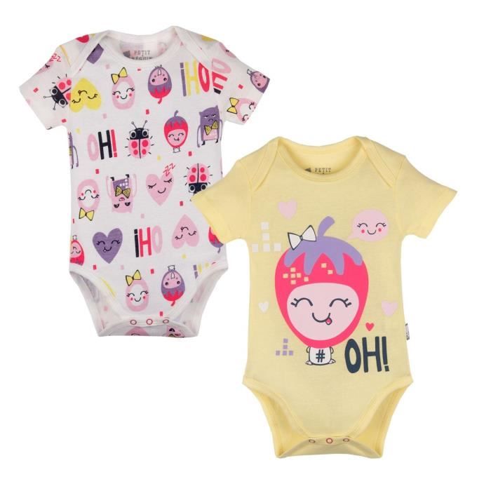 Lot De 2 Bodies Bebe Fille Manches Courtes Jolie Taille 36 Mois 94 Cm Multicolore Cdiscount Pret A Porter