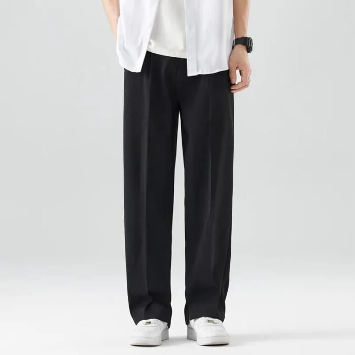 Pantalon plissé simple pour homme,mode coréenne,semi-large,taille