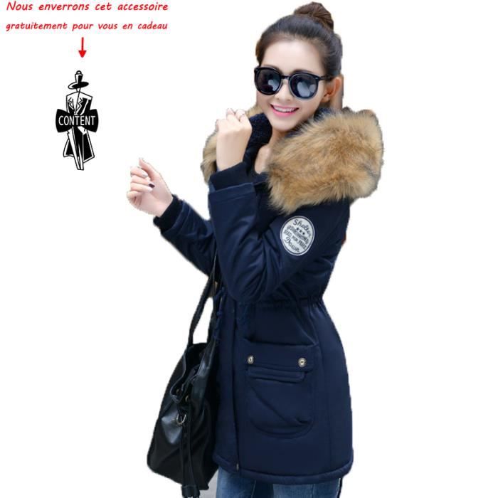 Doudoune Femme Marque luxe Couleur unie slim fausse fourrure Doudoune Femmes  à capuche VêTement Bleu - Cdiscount Prêt-à-Porter