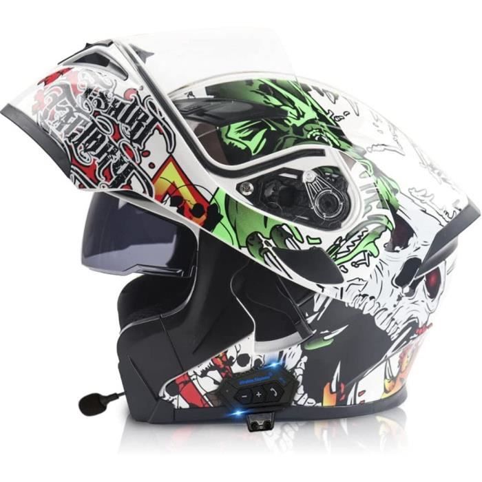 WYXAXNM Casque Moto Modulable Avec Double Visière, Casque De Moto Homme Et Femme ECE Homologué Casque De Moto Integral Modulaire Avec Mentonnière
