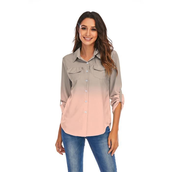 Chemisier élégant Pour Femme Mode Col En V Blouse Grande Taille Manches