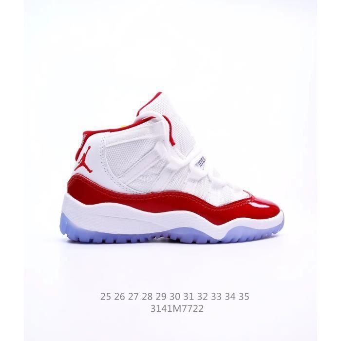 Basket Enfant jordan 11 Chaussures Garcon Fille Sport Modele Classic Sneakers pour Rouge Blanc Cdiscount Chaussures