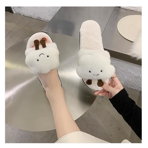 Chaussons Douillets En Peluche Pour L'hiver – Pantoufles Maison Unisexes Semelle Souple Antidérapante