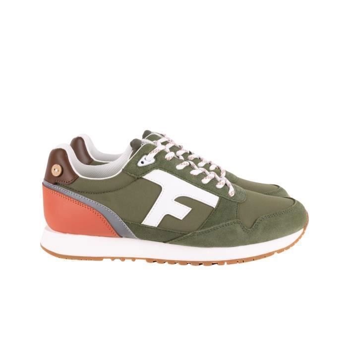 Faguo Baskets Homme - FAGUO - Elm Syn Woven Suede - Vert/Orange/Gris - Lacets - Plat