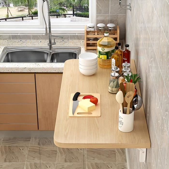Table Murale Rabattable OHMG - Aggloméré 60x30cm - Couleur Bois ...
