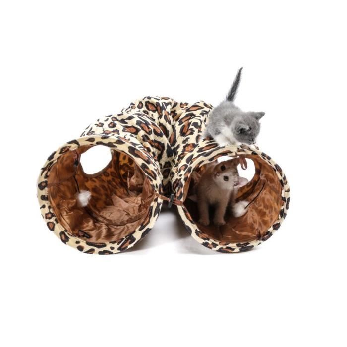 Comparer les prix de OUTAKING Tunnel de Jeu Jouet Tunnel de chat léopard à 3 voies pour Chat Lapin Chiot 125*25cm