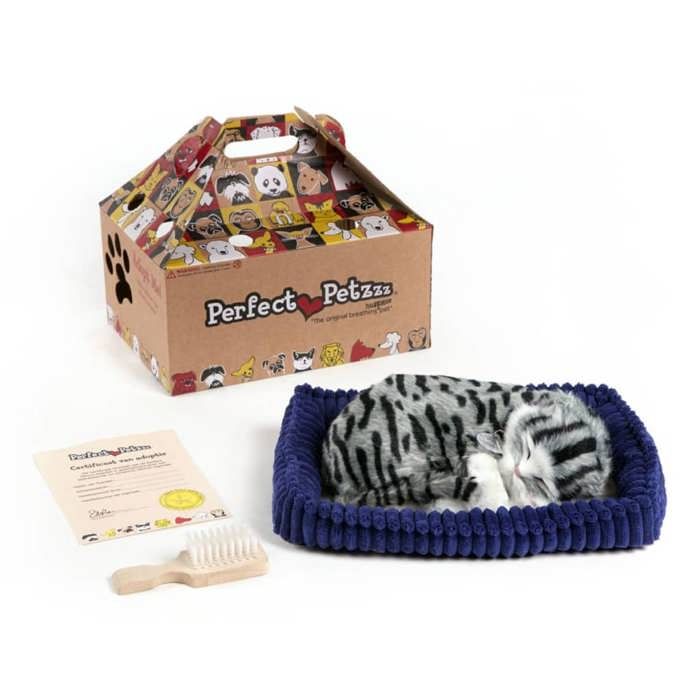 Peluche chat tigr gris Perfect Petzzz avec mouvement de