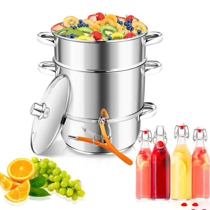 Riossad Extracteur de jus à vapeur à induction Extracteur de jus de fruits en acier inoxydable 8 litres Ø 26cm - argenté - Riossad
