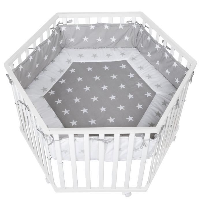 ROBA Parc B&eacute;b&eacute; ""Little Stars"" + Tour de Parc de Protection et 6 Roues - Bois Blanc