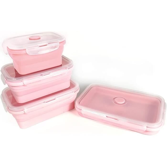 Lot De 4 Boîtes De Conservation Pliables En Silicone Avec