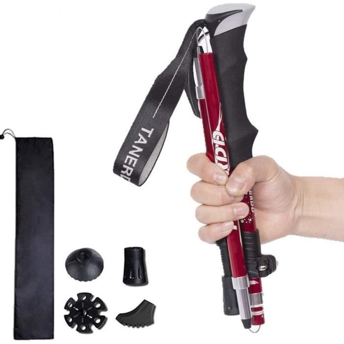 Bâtons de Randonnée Pliable 2 PCS, Ouverture en 1 Seconde, Bâtons de